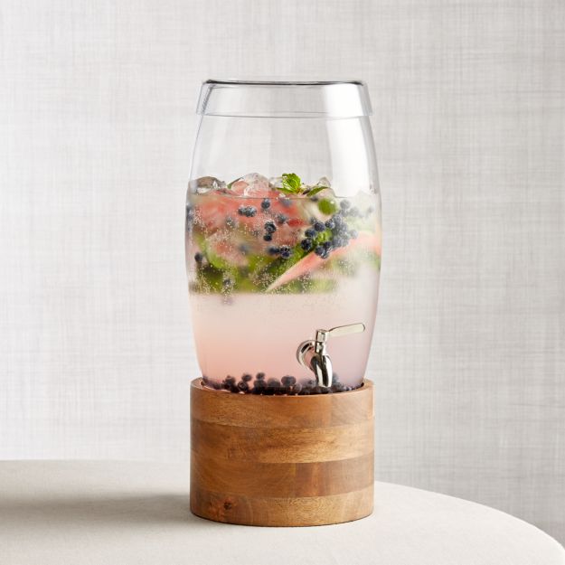 Oregon Glass Drink Dispenser with Brooks Wood Stand + Reviews Crate