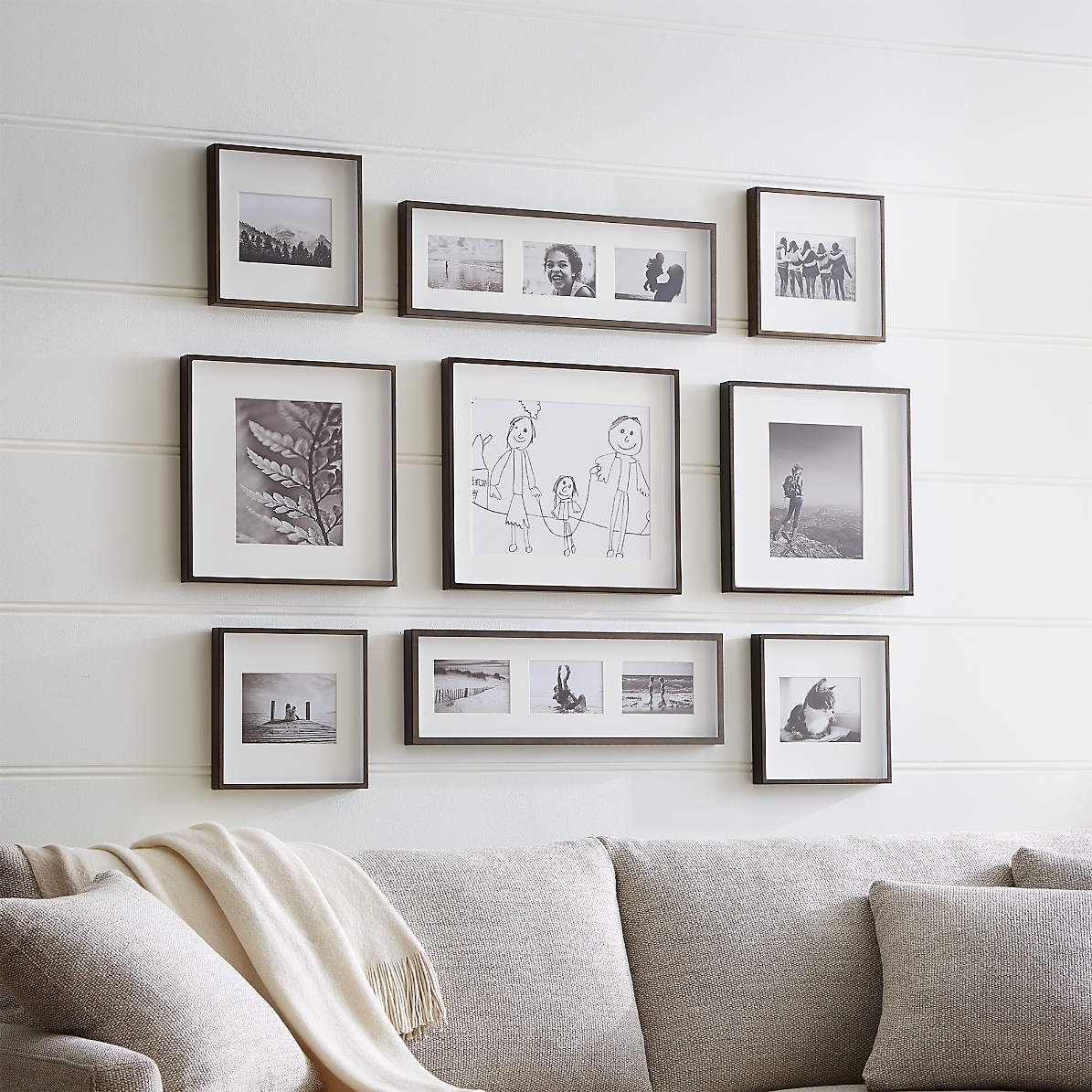 Brushed Antique Bronze Picture Frame Gallery Set Of 9 Reviews Crate And Barrel