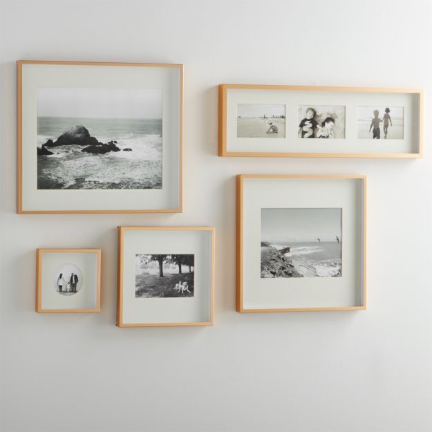 card print 5x7 Picture and Crate Brass Barrel Frames  Brushed