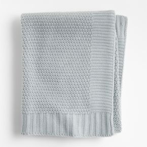 Image of Bubble Knit Mist Blue Baby Stroller Blanket