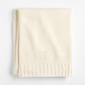Image of Bubble Knit Arctic Ivory 100% Organic Cotton Baby Stroller Blanket