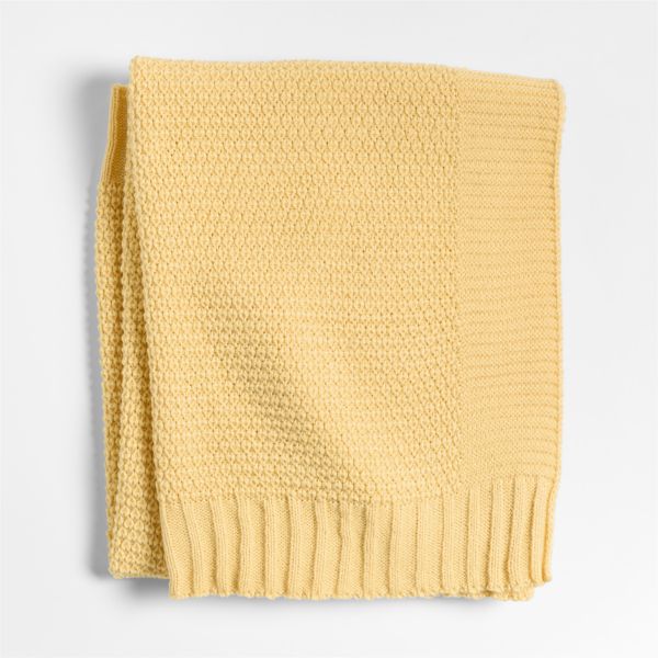 Bubble Knit Straw Yellow Baby Stroller Blanket