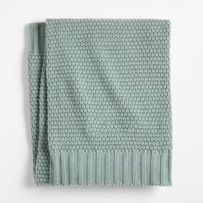 Image of Bubble Knit Verte Green Organic Cotton Baby Stroller Blanket