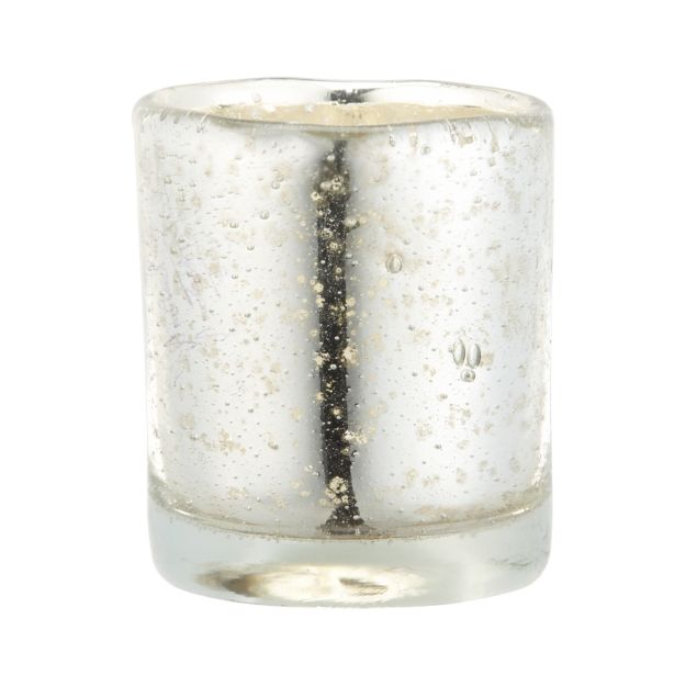 Bubbled Silver Glass Tea Light Candle Holder Crate and Barrel