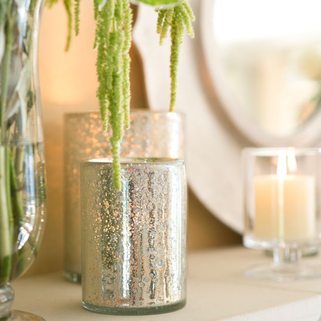 Bubbled Silver Glass Votive Candle Holder Crate and Barrel