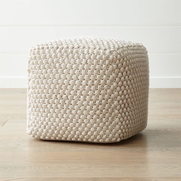 Buco 20"x20" Off-White Pouf - Image 1 of 5