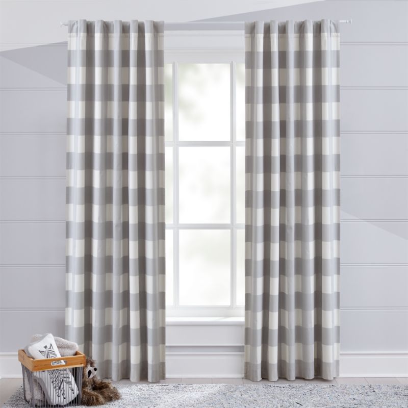 grey buffalo plaid blackout curtains