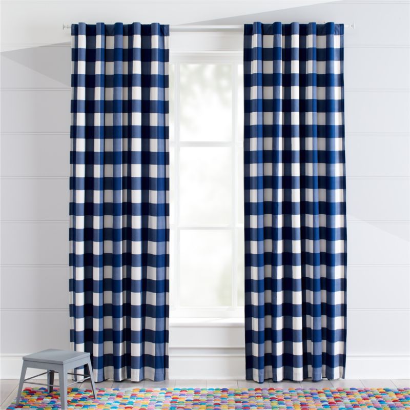 navy patterned curtains