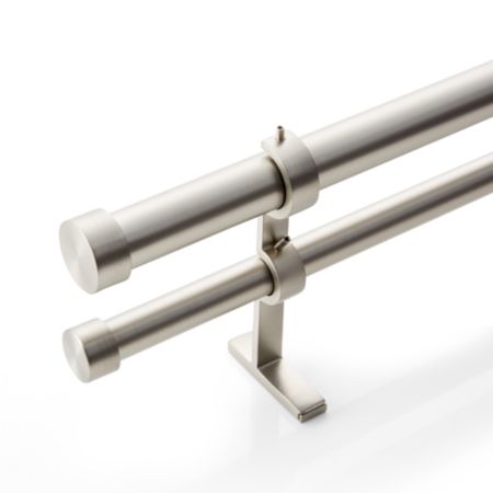 Cb Brushed Nickel Double Curtain Rod And End Cap Finial Set 88