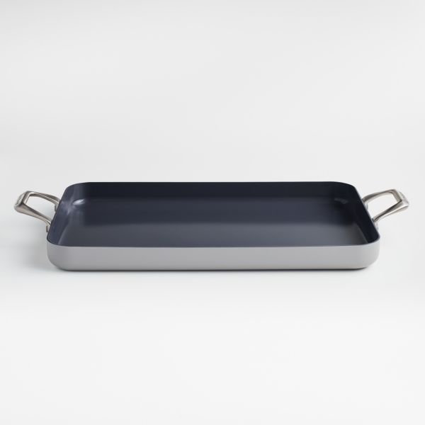 Crate & Barrel EvenCook Ceramic ™ Grey Nonstick Double Burner Griddle