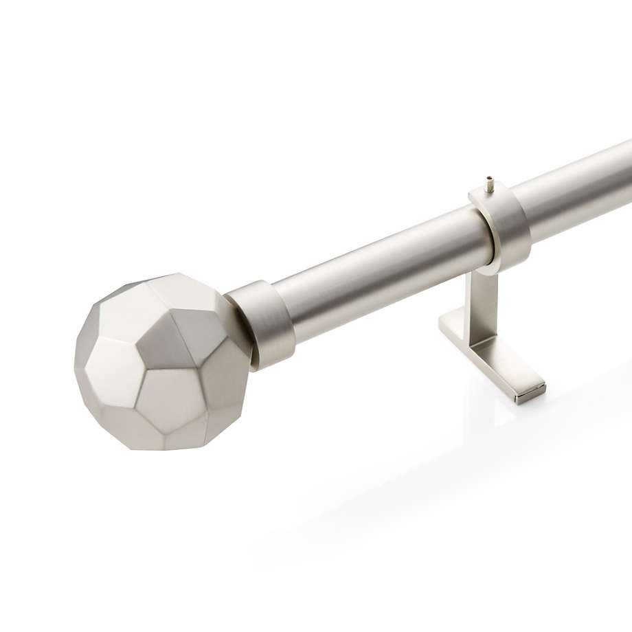 CB Brushed Nickel Faceted Finial and Curtain Rod Set 88"120" Crate and Barrel