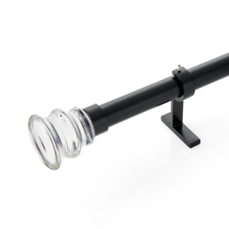 Cb Newel Matte Black Glass Finial And Curtain Rod Set 88 120