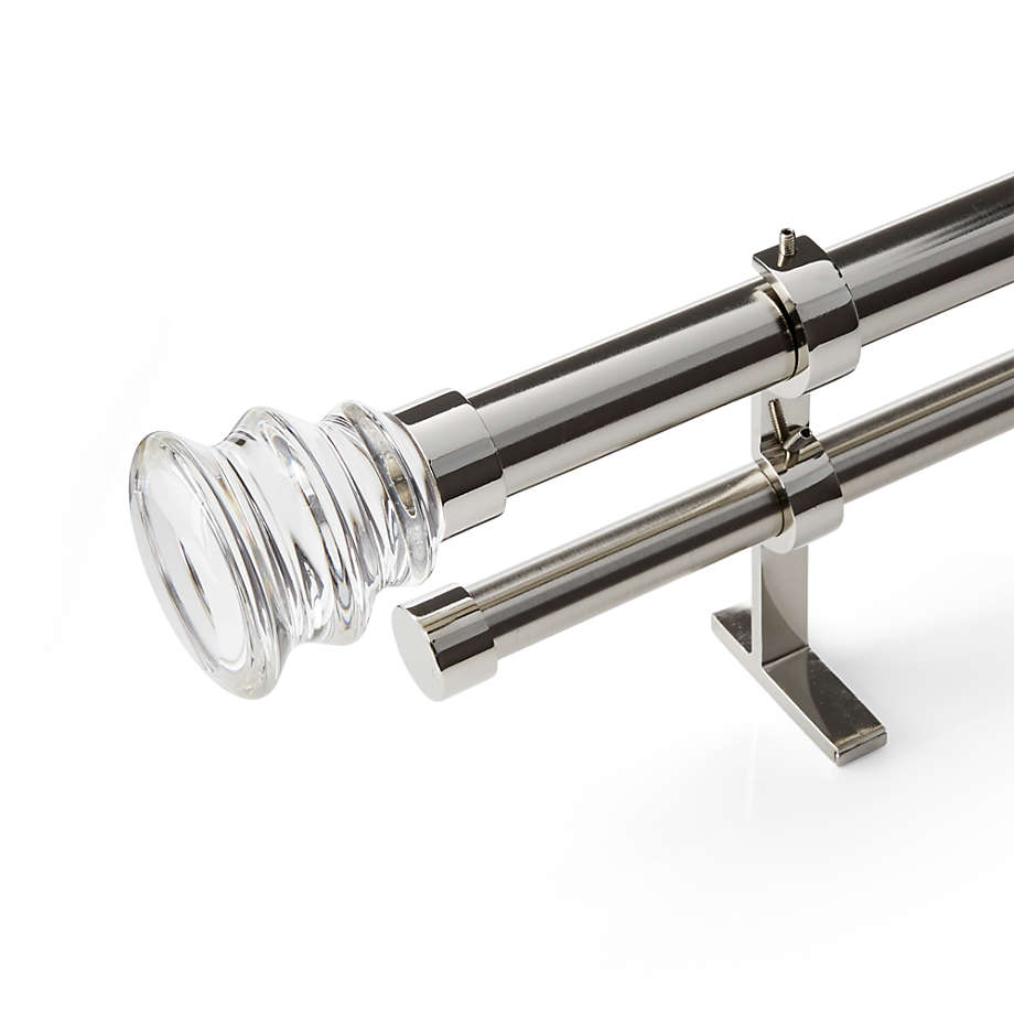 CB Newel Polished Nickel Glass Finial and Double Curtain Rod Set 120