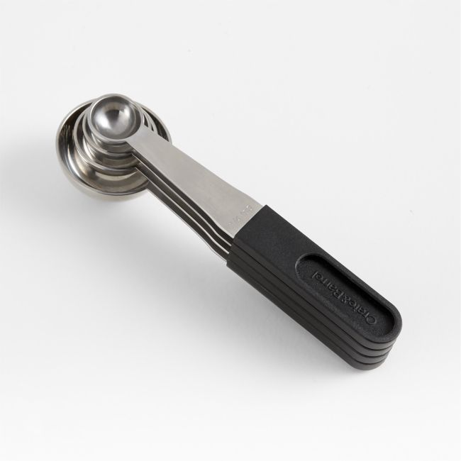 Crate & Barrel Nesting Clip Handle Stainless Steel Measuring Spoons, Set of 4