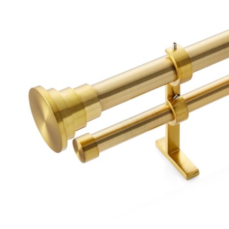Cb Tiered Brass Finial And Double Curtain Rod Set 48 88 Crate