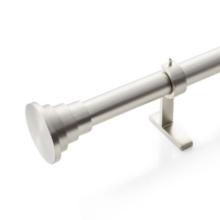 Cb Tiered Brushed Nickel Finial And Curtain Rod Set 24 48 Crate