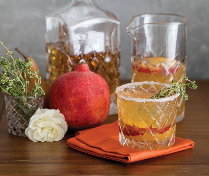  Hatch Decanter, Mixing Glass, Rocks Glass with a drink ready to be served. 