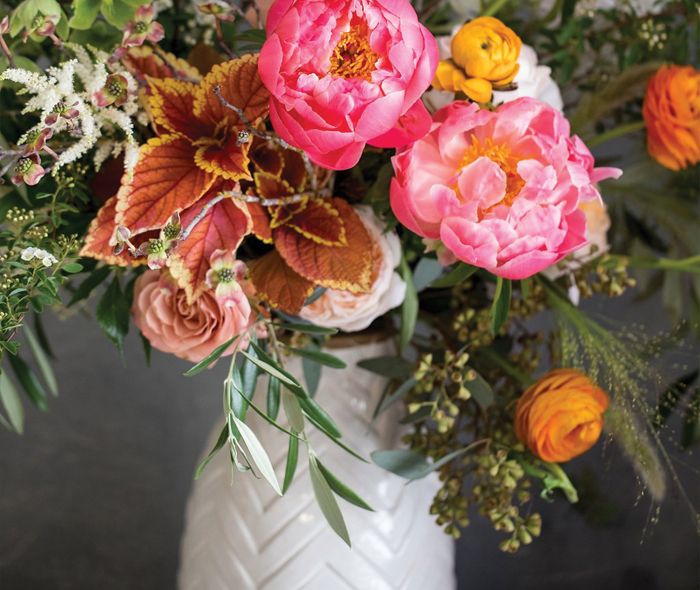 Flowers on a white vase.