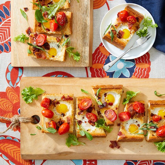 BLT Quail Egg in a Hole Tartine