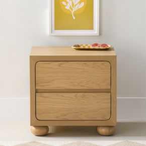 Image of Emery 23" Natural Oak Wood 2-Drawer Kids Nightstand