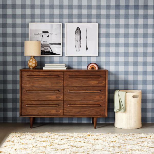 Chasing Paper Blue Gingham Peel and Stick Wallpaper 2'x8'