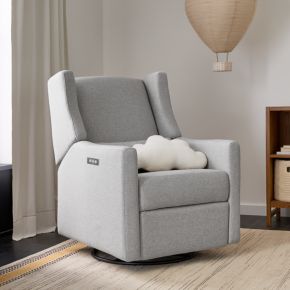Image of Babyletto Kiwi Grey Electronic Swivel Glider Power Recliner Nursery Chair