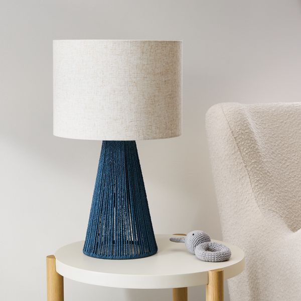 Liam Geo Navy Blue Rope Kids Table Lamp