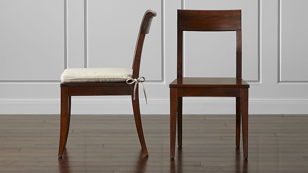 cabria honey brown wood dining chair and cushion | crate and barrel cabria honey brown wood dining chair and cushion | crate and barrel