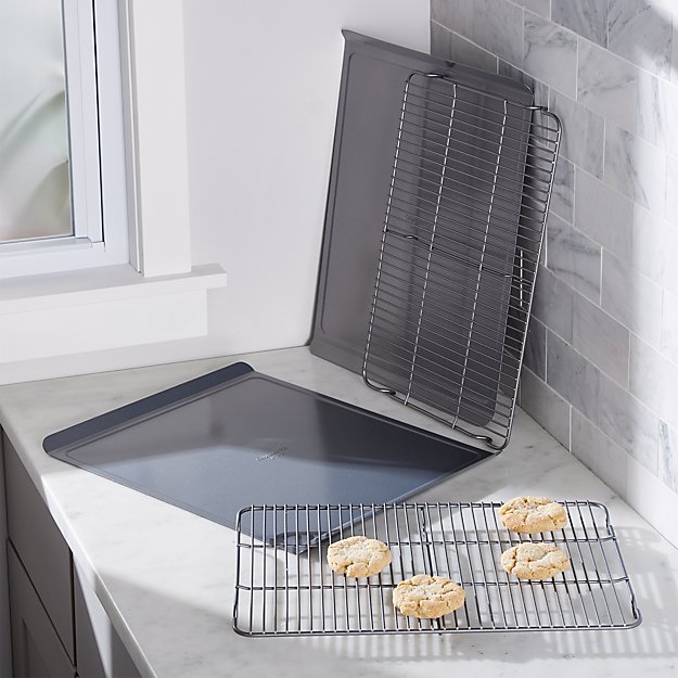 Calphalon ® 4-Piece Cookie Sheet and Cooling Rack Set | Crate and Barrel