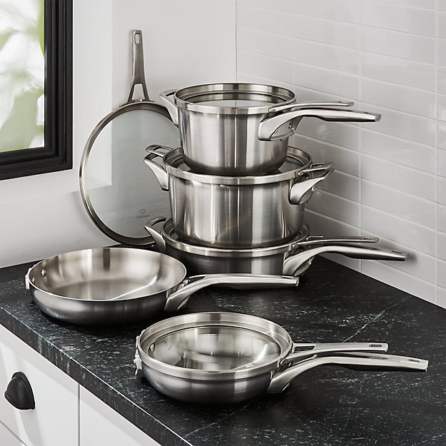 calphalon premier space saving stainless steel 10 piece cookware se