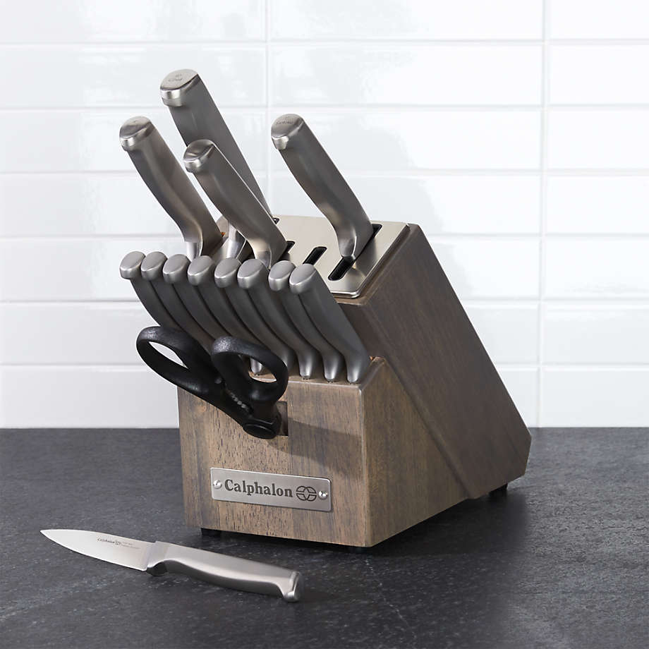 Calphalon Stainless Steel 15-Piece Knife Block Set with SharpIN Calphalon Stainless Steel Knife Set
