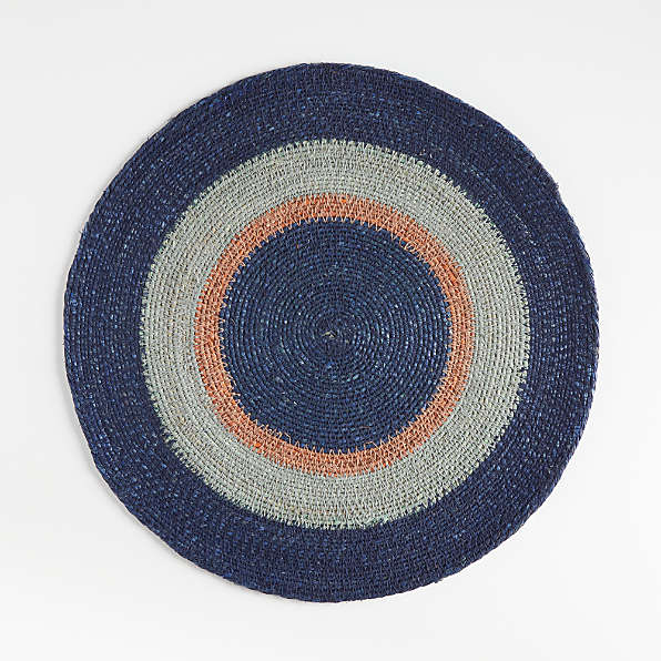 Blue, 6 Anti-Skid Durable Large Cotton Woven Table Mats for Kitchen Round Placemats for Dining Table Set of 4//6 Washable /& Heat Resistant