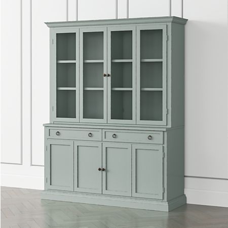 Cameo Blue Grey 2 Piece Entertainment Center With Wood And Glass