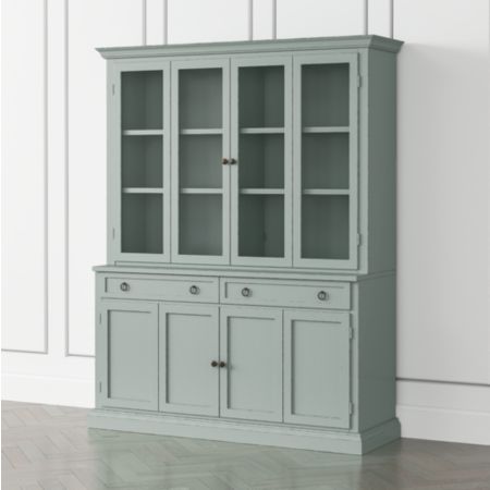 Cameo Blue Grey 2 Piece Entertainment Center With Wood And