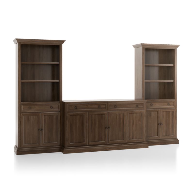 Cameo Nero Noce 3Piece Entertainment Center with Storage Bookcases
