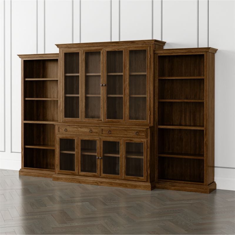 Cameo Indigo 4 Piece Glass Door Wall Unit With Open Bookcases