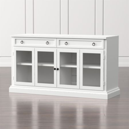 Cameo 62 White Modular Media Console With Glass Doors