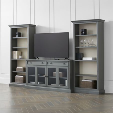 Cameo 3 Piece Modular Grey Glass Door Media Entertainment Center