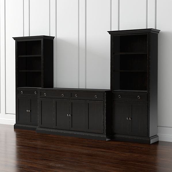 Cameo 3 Piece Modular Bruno Black Media Entertainment Center With