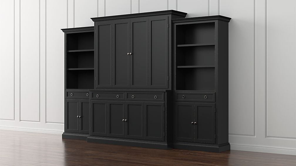 Cameo 4Piece Bruno Black Storage Bookcase Entertainment Center Crate