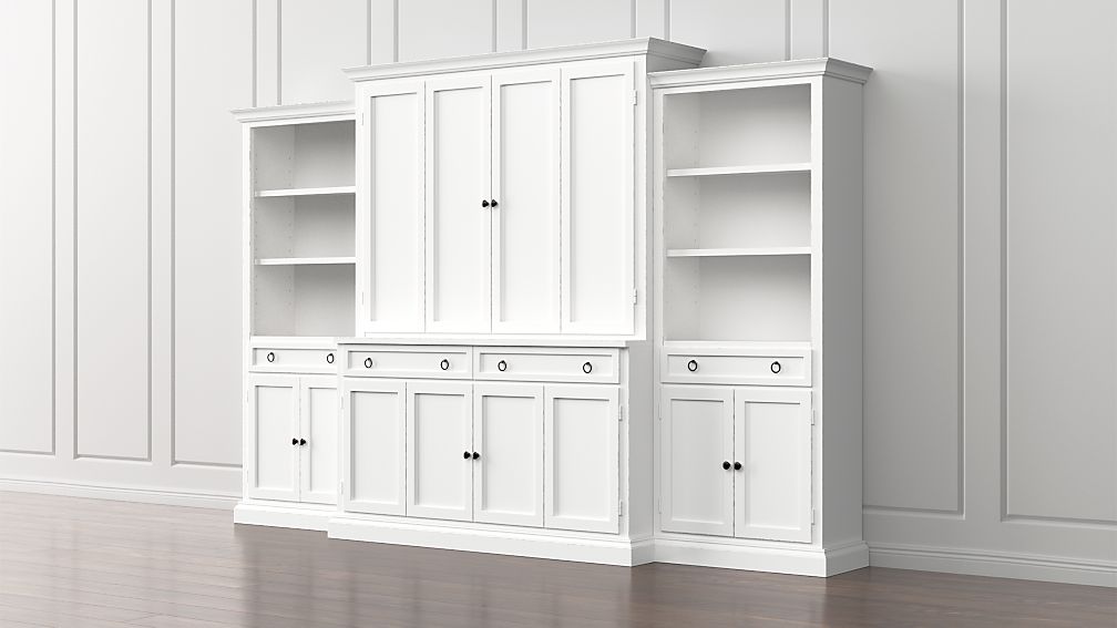 Cameo 4Piece White Storage Bookcase Entertainment Center Crate and