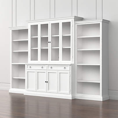Cameo 4 Piece White Glass Door Wall Unit With Open Bookcases Crate And Barrel - White Wall Unit Cameo 4 Piece White Glass Door Wall Unit With Open Bookcases Crate And Barrel - White Wall Unit