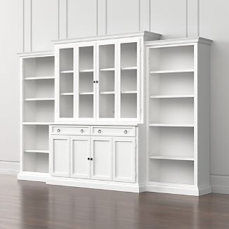 Cameo 4 Piece White Glass Door Wall Unit With Open Bookcases Cameo 4 Piece White Glass Door Wall Unit With Open Bookcases