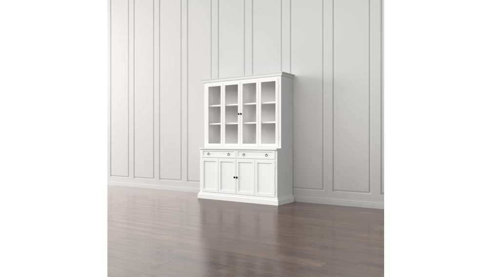 cameo 2-piece white glass door wall unit + reviews | crate and barrel