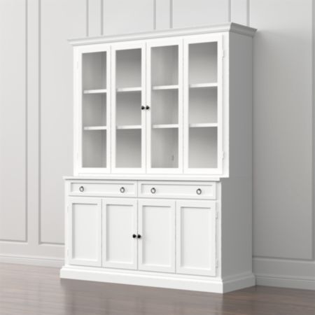 Cameo 2 Piece White Glass Door Wall Unit