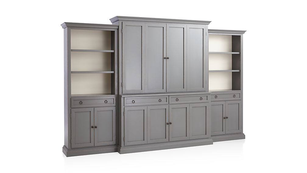 Cameo 4Piece Grey Storage Bookcase Entertainment Center Crate and Barrel