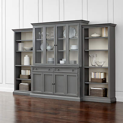 Cameo 4 Piece Grey Glass Door Wall Unit With Open Bookcases Reviews Crate And Barrel - Wall Units With Glass Doors Cameo 4 Piece Grey Glass Door Wall Unit With Open Bookcases Reviews Crate And Barrel - Wall Units With Glass Doors