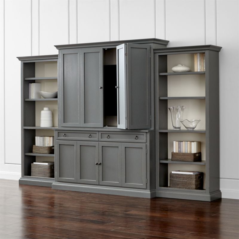 Cameo 4-Piece Grey Open Bookcase Entertainment Center 