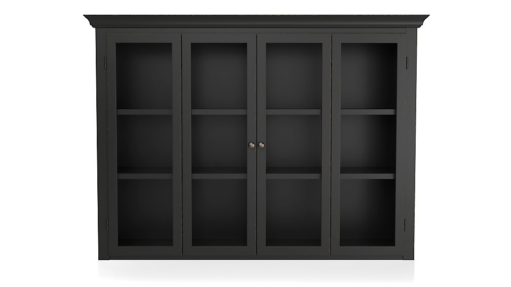 Cameo Bruno Black Modular Hutch with Glass Doors Crate and Barrel