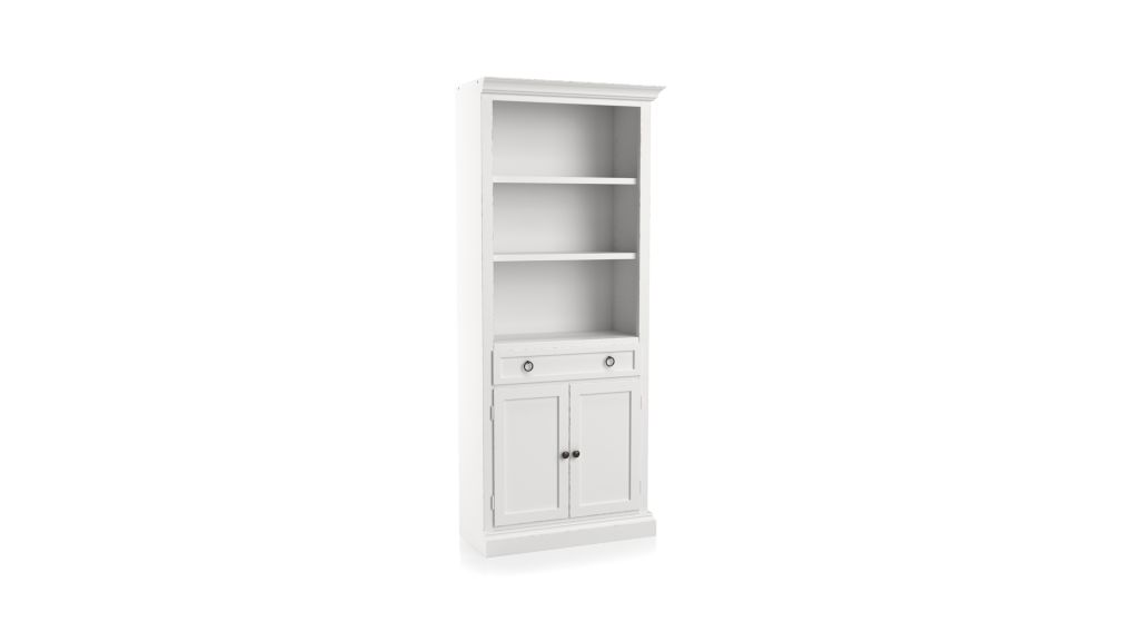 Cameo White Right Storage Bookcase | Crate and Barrel